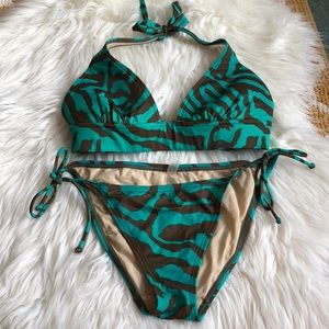 Victoria's Secret Swim - green & brown zebra victoria's secret bikini sz M Victoria's Secret Swim - green & brown zebra victoria's secret bikini sz M